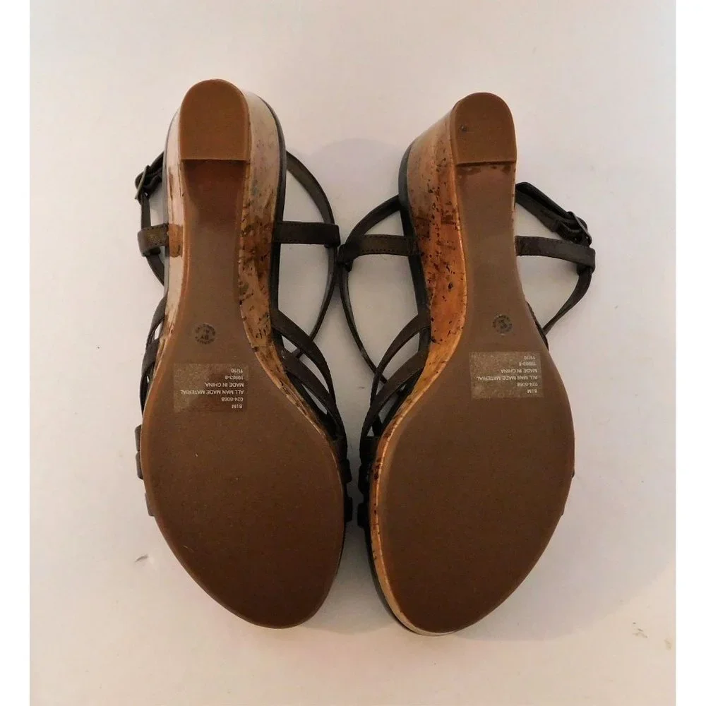St.Johns Bay Mina Bronze Strappy Wedges Brown Womens Size 8.5 New with Box - Picture 8 of 10